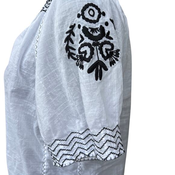 J. Crew Boxy White Blouse with Black Embellishments - Picture 3 of 7